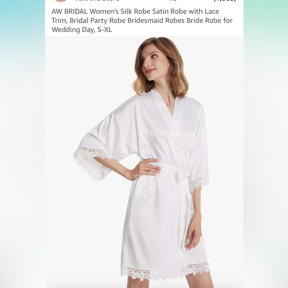 Aw bridal white satin robe
